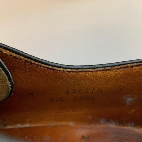 Keith Highlanders Long Wingtip Oxfords Vtg Leather Lace Up Black 12821R Size 9 - Picture 7 of 7